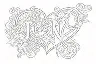 symbol of eternal love, heart, initials: J  and N, small for wrist  tattoo design idea