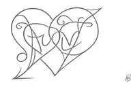 symbol of eternal love, heart, initials: J  and N tattoo design idea
