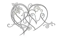 eternal love, heart, initials: J  and N tattoo design idea