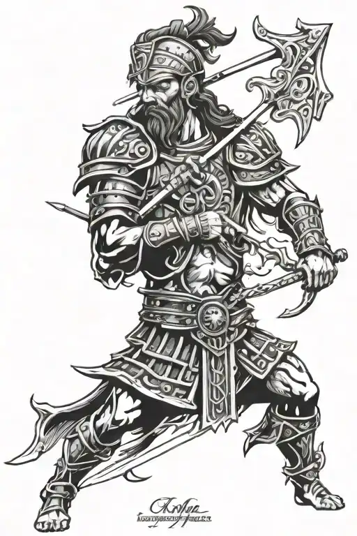 Scottish picts warrior battling tattoo design idea