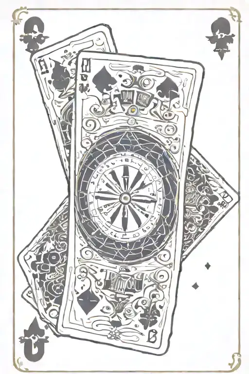 A tarot card design featuring a casino theme, with elements of luck and chance incorporated tattoo design idea