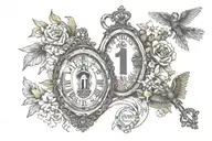 1111 writen 222 Angel number couple love lock key Scorpio Libra 31 117 stars lover's Tarot card Malcolm Missy tattoo design idea