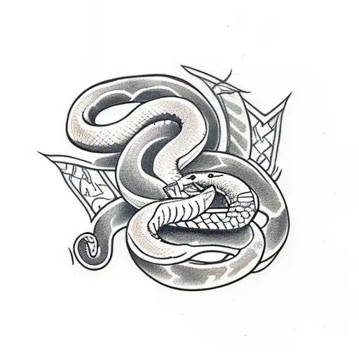 snake with dagger tattoo design idea