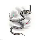 snake around dagger tattoo design idea
