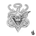 snake around dagger tattoo design idea