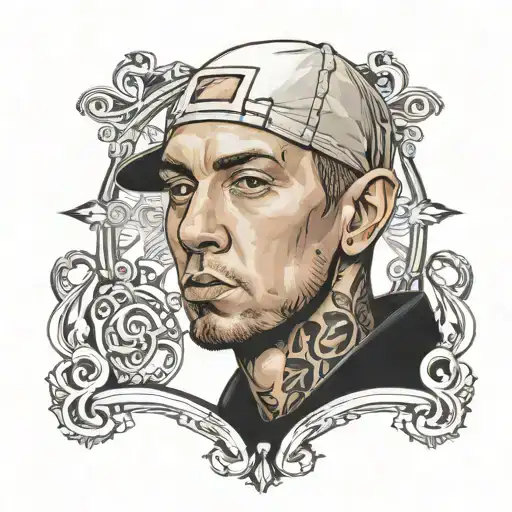eminem face portrait tattoo design idea