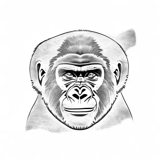 Gorilla smiling tattoo design idea