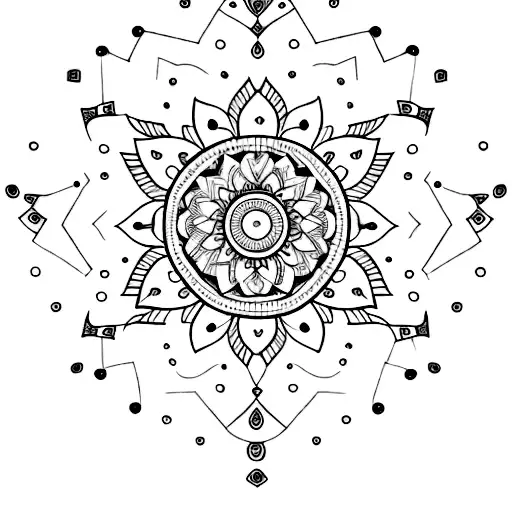 Mandala line on spine tattoo design idea