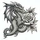 Dragon holding a rose Gothic style tattoo tattoo design idea