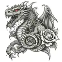 Dragon holding a rose Gothic style tattoo tattoo design idea