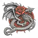 Dragon holding a rose Gothic style tattoo tattoo design idea