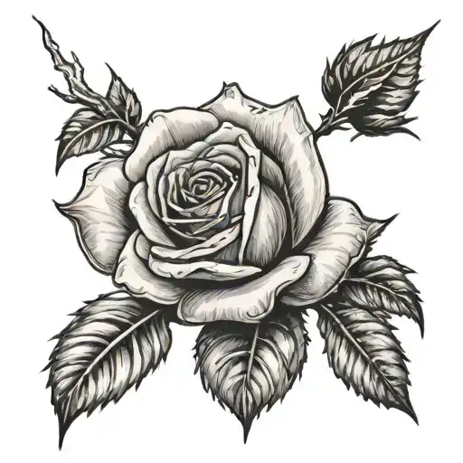 Realistic rose with lightning bolt tattoo design idea