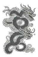 Chinese dragons, Chinese symbolism, black and gray tattoo design idea