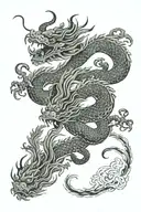Chinese dragons, Chinese symbolism, black and gray tattoo design idea