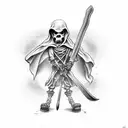 grim reaper with his scythe holding a hourglass tattoo design idea