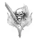 grim reaper with his scythe holding a hourglass tattoo design idea