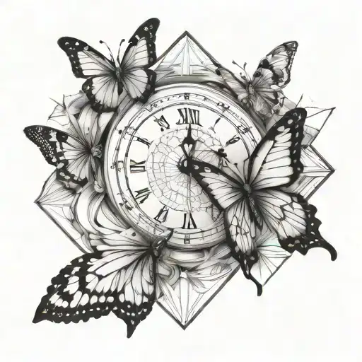 Include meaningful symbols like a ladder, clock, hourglass for time-related themes, and a butterfly for transformation.  tattoo design idea