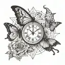 Include meaningful symbols like a ladder, clock, hourglass for time-related themes, and a butterfly for transformation.  tattoo design idea
