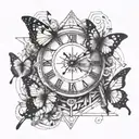 Include meaningful symbols like a ladder, clock, hourglass for time-related themes, and a butterfly for transformation.  tattoo design idea