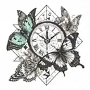 Include meaningful symbols like a ladder, clock, hourglass for time-related themes, and a butterfly for transformation.  tattoo design idea