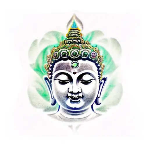 Gautama Buddha tattoo Green Tara Lotus Unalome tattoo design idea