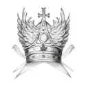 angel wings and crown tattoo design idea