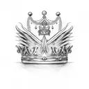 angel wings and crown tattoo design idea