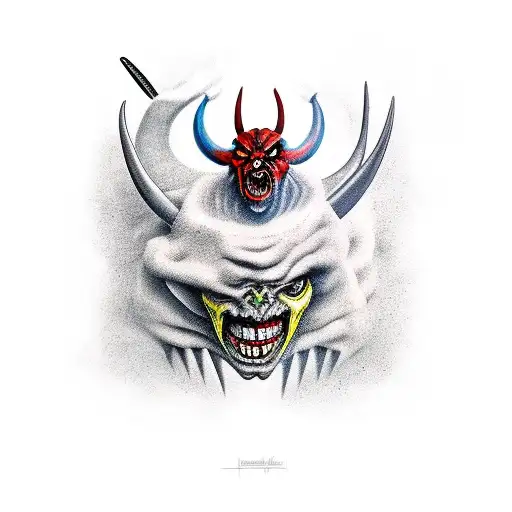 Fighting the devil tattoo design idea