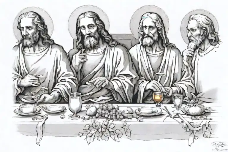 leonardo da vinci the last supper evil visual version tattoo design idea