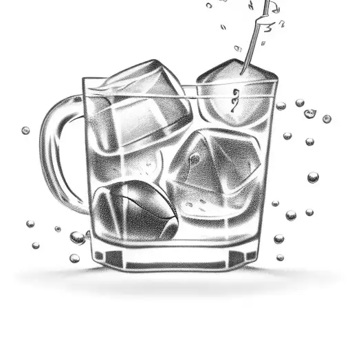 Friends toasting drinks with football-shaped ice cubes tattoo design idea