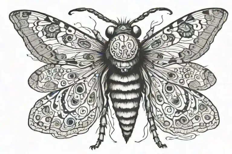 death head moth with designes tattoo design idea