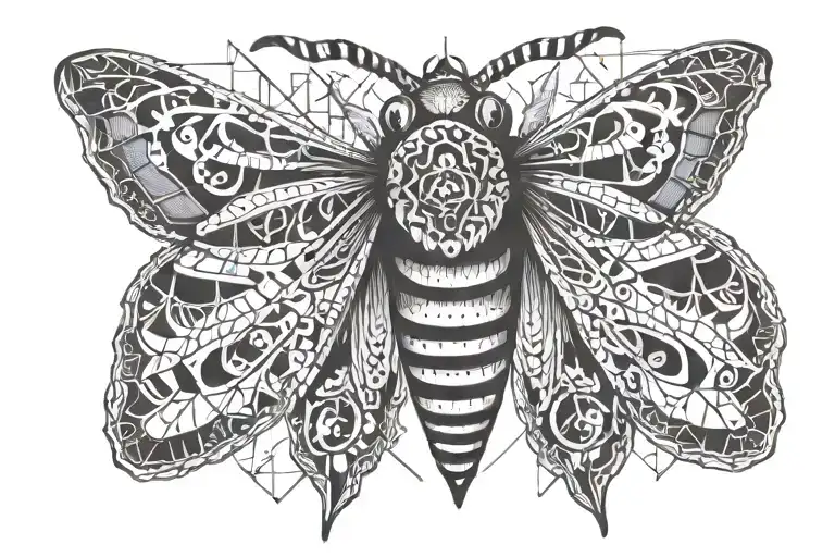 death head moth with designes tattoo design idea