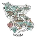 panama map outline tattoo design idea