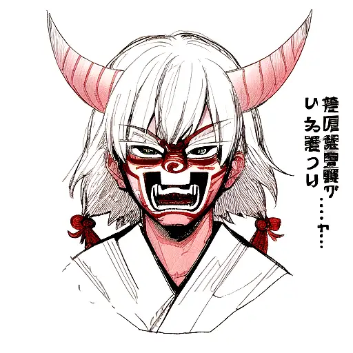 Anime Oni Mask Tattoo Idea - BlackInk AI