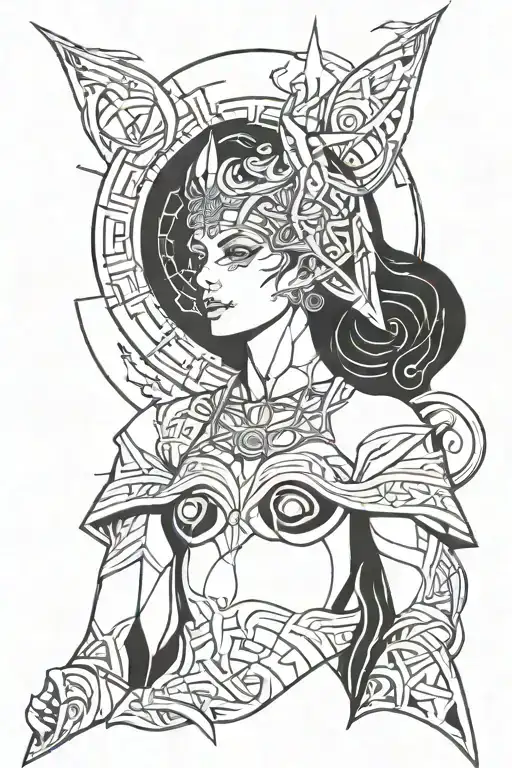 Meaningful hecate goddess painted tattoo design idea