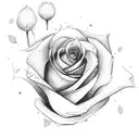 white rose with shaded nightscape tattoo design idea