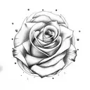 white rose with shaded nightscape tattoo design idea