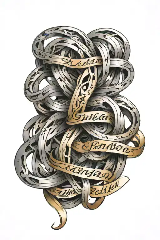names intertwined tattoo design idea
