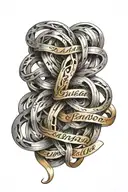 names intertwined tattoo design idea