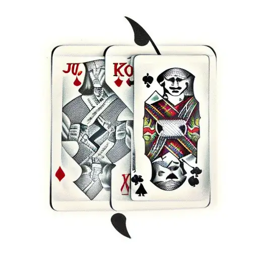 playing card joker with sword tattoo design idea