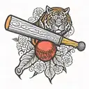 baseball bat baseball glove tattoo design idea