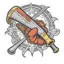 baseball bat baseball glove tattoo design idea