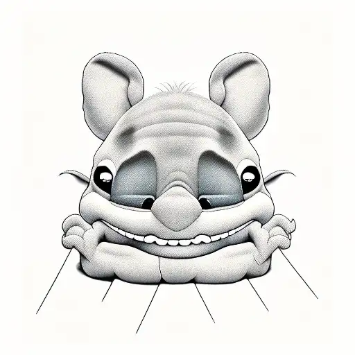 Lilo and Stich hawaiian dance in Tim Barton style tattoo design idea