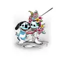 Lilo and Stich hawaiian dance in Tim Barton style tattoo design idea