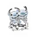 Lilo and Stich hawaiian dance in Tim Barton style tattoo design idea