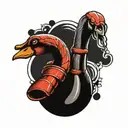 goose with boxing gloves tattoo design idea