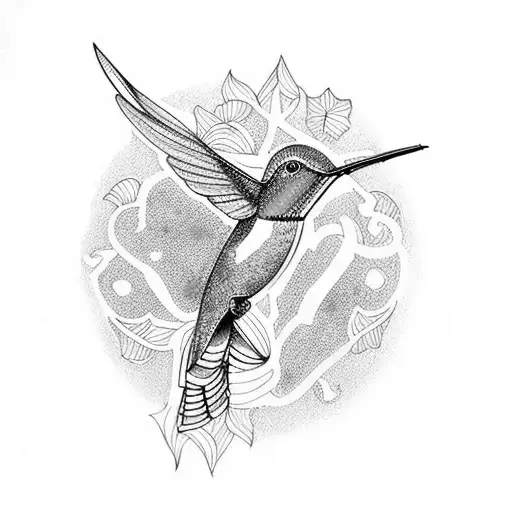 humming bird  tattoo design idea