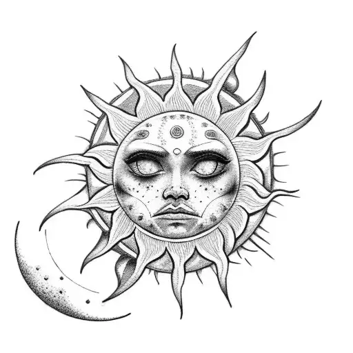 Sun and Moon tattoo design idea