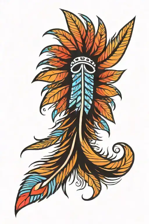 huichol indian feathers tattoo design idea