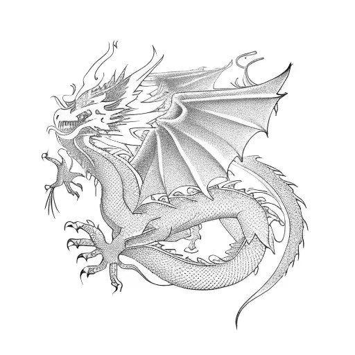 A dragon and a phoenix playing musical instruments together tattoo design idea